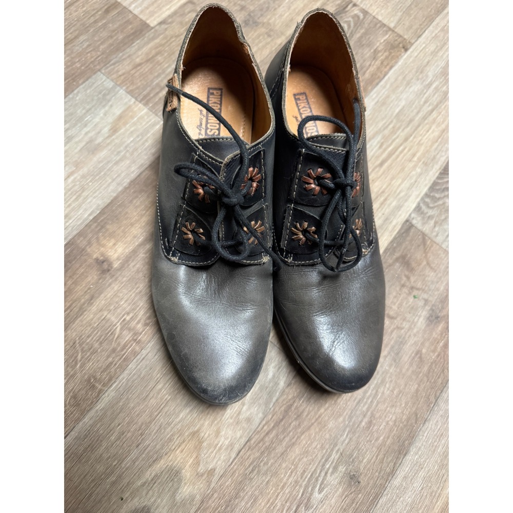 Pikolinos Rotterdam Women Grey Leather Lace Up Oxford Heels Shoes EU 38 - Picture 4 of 11
